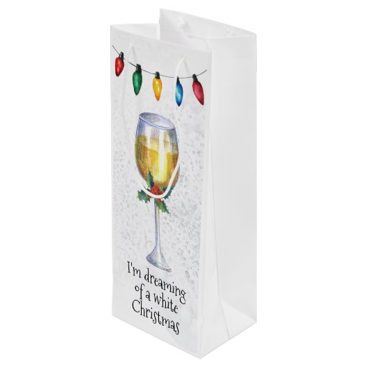 Het dromen van een witte kerstwijn Lover Wijn Cadeautas (Achterkant Gekanteld)