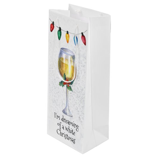 Het dromen van een witte kerstwijn Lover Wijn Cadeautas (Voorkant Gekanteld)