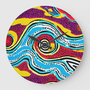 Het droomse Australische Aboriginal Design #4 Grote Klok