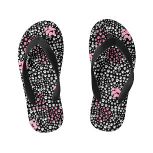 Het drukpatroon van poten NS 01b. Zwart BG Kinder Teenslippers