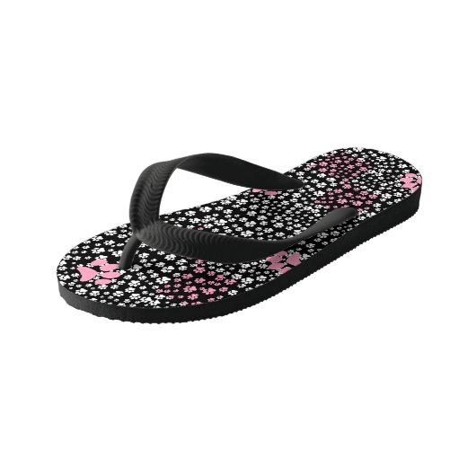 Het drukpatroon van poten NS 01b. Zwart BG Kinder Teenslippers (Schuin)