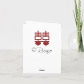 Het dubbele Chinese Huwelijk van het Geluk dankt u Bedankkaart (Achterkant)