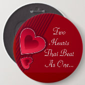 Het dubbele hart twee hart die als één slaan ronde button 6,0 cm (Voorkant /achterkant)