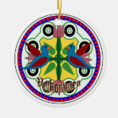 het dubbele teken van de vogelhexuitdraai keramisch ornament (Voorkant)