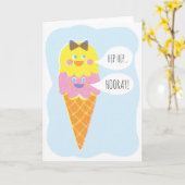 Het dubbele Wenskaart van het Roomijs van het Kaart (Gele Bloem)