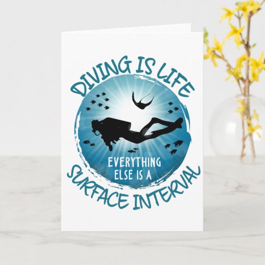 Het duiken is het leven Funny Surface Interval Kaart (Gele Bloem)