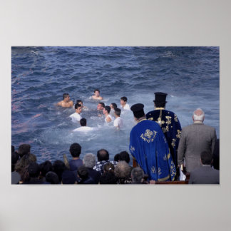 Het duiken voor het Kruis Poster