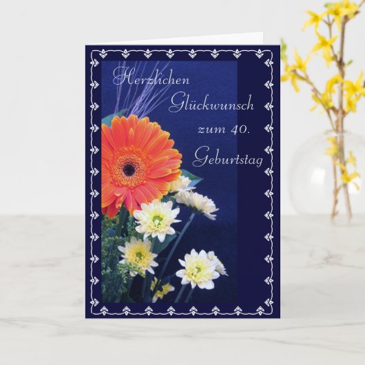Het Duits: Gelukkige veertigste/vijftigste… Kaart (Gele Bloem)