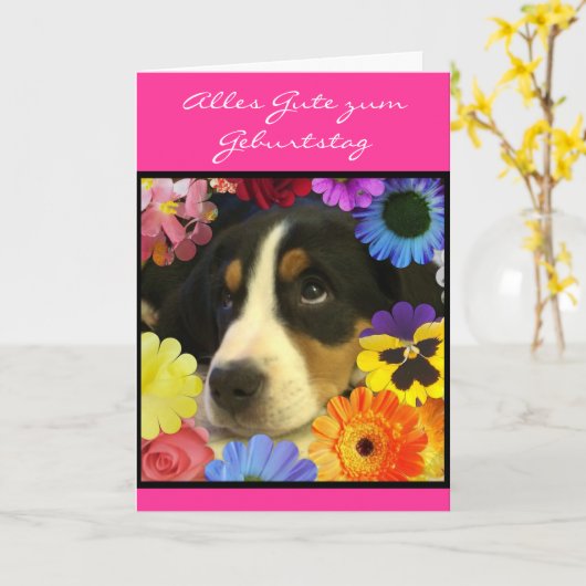Het Duits: Verjaardag Geburtstag Kaart (Gele Bloem)