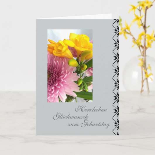 Het Duits: verjaardags kaart (Gele Bloem)