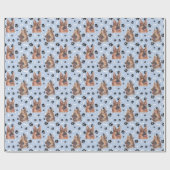 Het Duitse herderdehond Pattern op Silver Blue Cadeaupapier (Vlak)