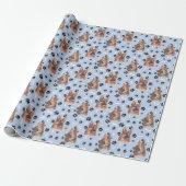 Het Duitse herderdehond Pattern op Silver Blue Cadeaupapier (Uitgerold)