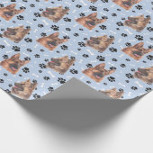 Het Duitse herderdehond Pattern op Silver Blue Cadeaupapier (Hoek)