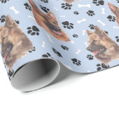 Het Duitse herderdehond Pattern op Silver Blue Cadeaupapier (Rol Hoek)