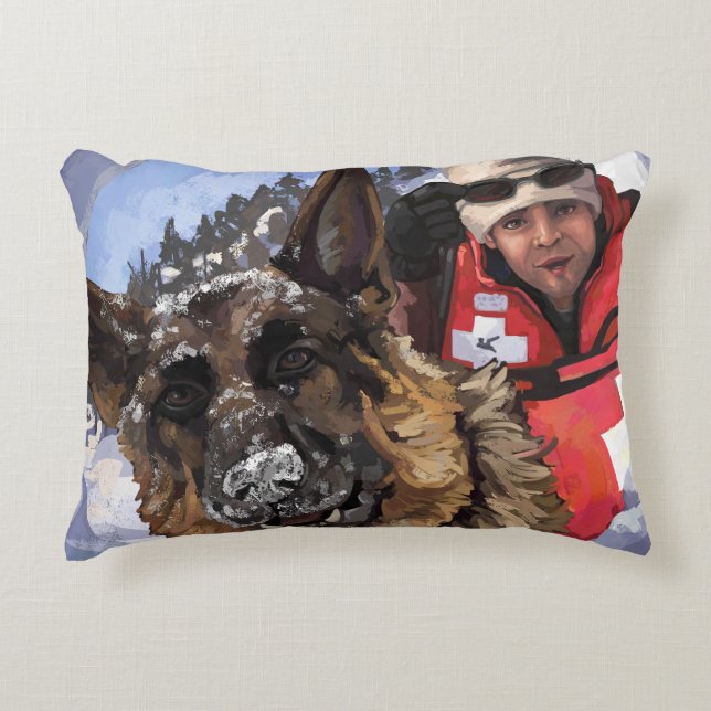 Het Duitse Schapenonderzoek en Redding in de sneeu Accent Kussen (Voorkant)