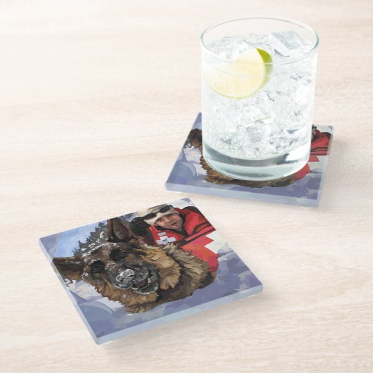 Het Duitse Schapenonderzoek en Redding in de sneeu Glazen Onderzetter (Schuin)