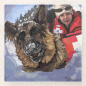 Het Duitse Schapenonderzoek en Redding in de sneeu Glazen Onderzetter (Voorkant)