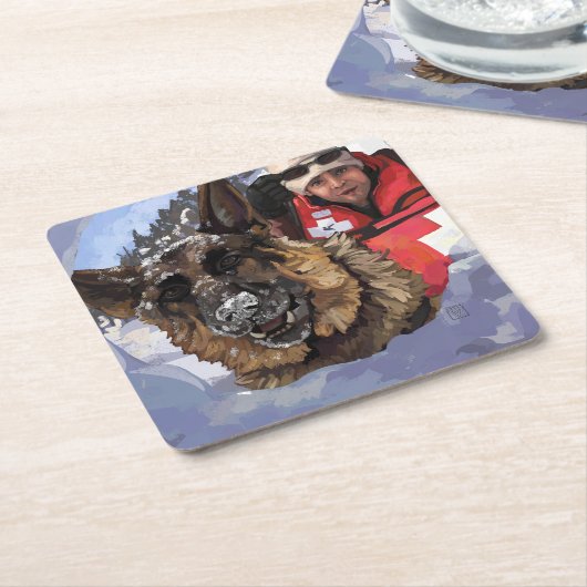 Het Duitse Schapenonderzoek en Redding in de sneeu Kartonnen Onderzetters (Schuin)