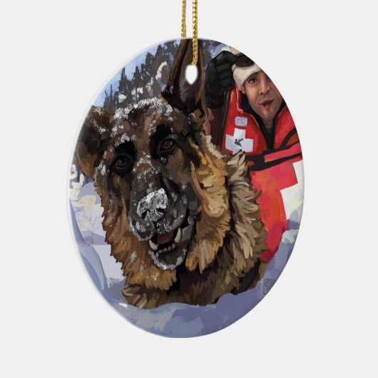 Het Duitse Schapenonderzoek en Redding in de sneeu Keramisch Ornament (Rechts)