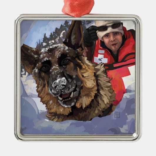 Het Duitse Schapenonderzoek en Redding in de sneeu Metalen Ornament (Voorkant)