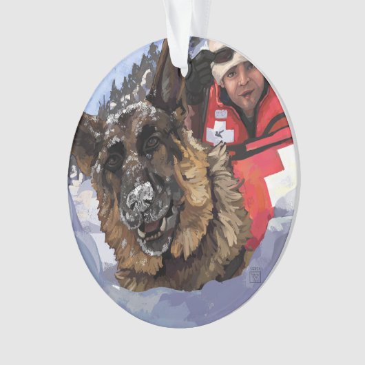 Het Duitse Schapenonderzoek en Redding in de sneeu Ornament (voorkant)