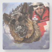 Het Duitse Schapenonderzoek en Redding in de sneeu Stenen Onderzetter (Voorkant)