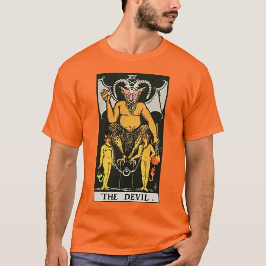 Het Duivel Vintage Tarotkaart T-shirt (Voorkant)