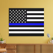 Het dun blauw Amerikaanse vlagdecor Canvas Afdruk (Insitu (Woonkamer))