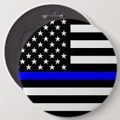 Het dun blauw Amerikaanse vlagdecor Ronde Button 6,0 Cm (Voorkant /achterkant)