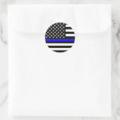 Het dun blauw Amerikaanse vlagdecor Ronde Sticker (Tas)