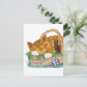 Het Dutje van de kat in een Mand van Pasen Feestdagenkaart (Staand voorkant)