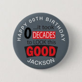 Het duurde 0 decennia om deze GOEDE - Grijze Butto Ronde Button 5,7 Cm (Voorkant)