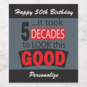 Het duurde 5 decennia om deze Goede 50ste verjaard Wijn Etiket (Enkel label)