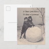 Het duurt een aantal ballen om een sneeuwpop grapp feestdagenkaart (Voorkant / Achterkant)