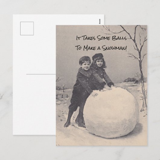 Het duurt een aantal ballen om een sneeuwpop grapp feestdagenkaart (Voorkant / Achterkant)