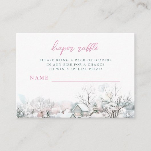 Het duurt een Village Stork Baby shower Luier Raff Informatiekaartje (Voorkant)