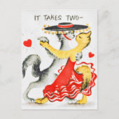 Het duurt twee tot Tango Cats Dansende Valentijn Briefkaart (Voorkant)