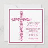 Het dwars Doopsel Inviation van het Meisje van het Kaart (Voorkant)