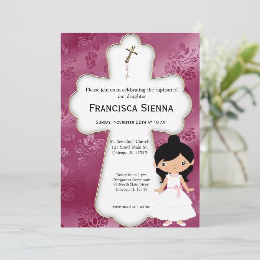 Het dwars Meisje van de Heilige Communie Kaart (Staand voorkant)