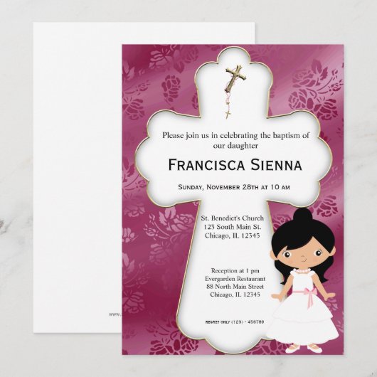 Het dwars Meisje van de Heilige Communie Kaart (Voorkant / Achterkant)