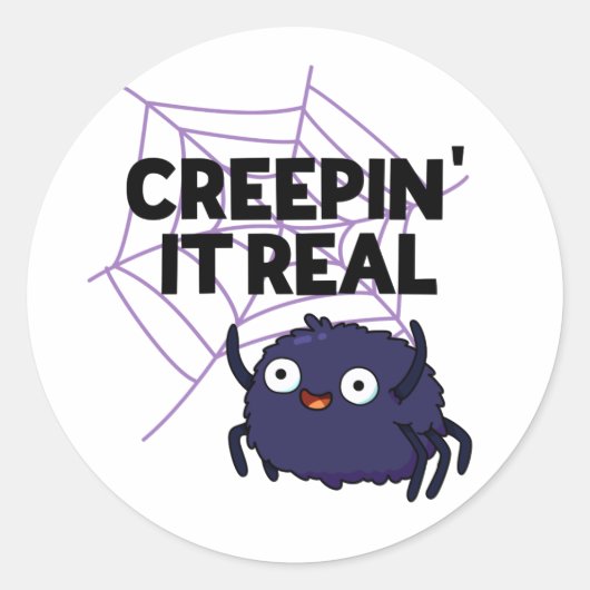 Het echte Cute Halloween Spider Pun maken Ronde Sticker (Voorkant)