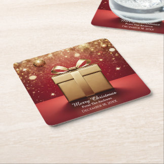Het echte gouden kerstcadeau kartonnen onderzetters