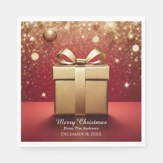 Het echte gouden kerstcadeau servetten (Voorkant)