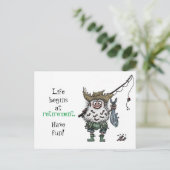 Het echte leven begint bij pensionering - grappig briefkaart (Staand voorkant)