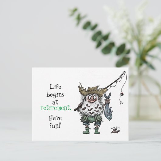 Het echte leven begint bij pensionering - grappig briefkaart (Staand voorkant)
