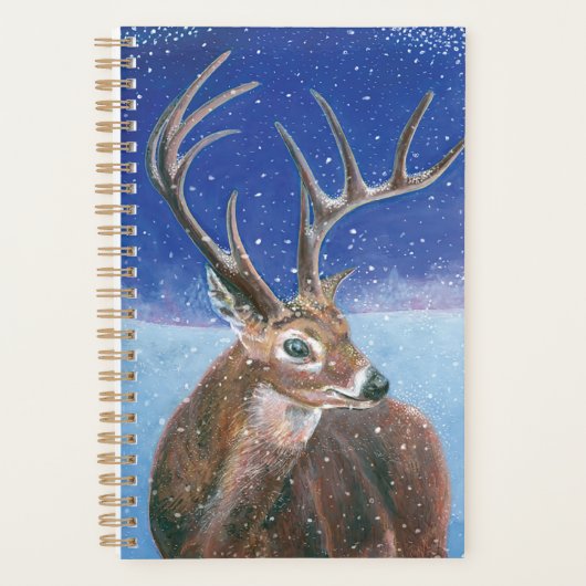 Het edelhert (Cervus elaphus) in de winter Planner (Voorkant)