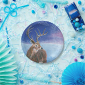 Het edelhert (Cervus elaphus) Papieren Bordje (Feest)