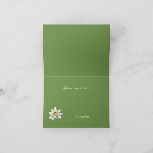 Het edelweiss en het Huwelijk van Stippen danken u Bedankkaart (Binnen)