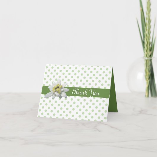 Het edelweiss en het Huwelijk van Stippen danken u Bedankkaart (Voorkant)