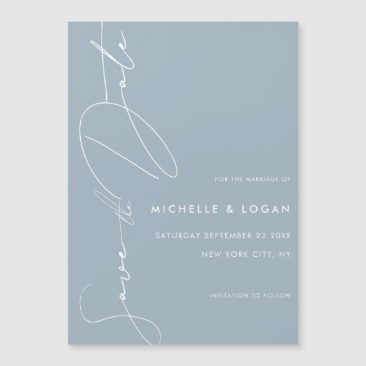 Het eenvoudige Blauwe Gematigde Manuscript van de Magnetische Uitnodiging (Voorkant)